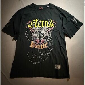 Red Ape Eternal Battle Skull Graphic T Shirt Mens Size 3XL Black Red‎ Ape